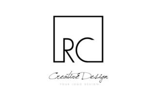 Diseño de logotipo de letra de marco cuadrado rc con colores blanco y negro. vector