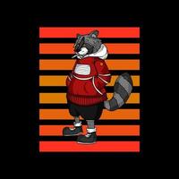 Cool Retro Raccoon Vector Illustration