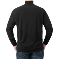 Man in black long sleeve T shirt mockup cutout, Png file