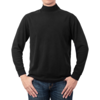 Man in black long sleeve T shirt mockup cutout, Png file