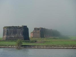 the Rhine river near Wesel in the morning photo