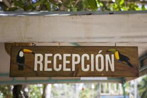 Recepcion sign at hotel in Colombia photo