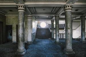 Tskaltubo, Georgia, 2019 - Detail of the abandoned Soviet Sanatorium Meshakhte in Tskaltubo, Georgia. Tskaltubo was the important spa resort during the Soviet times. photo