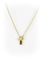 Peridot Stone Paperclip Necklace on white photo