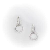 Double Sparkle- Silver Earrings dangling on white photo