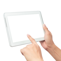 Hand using tablet computer mockup cutout, Png file