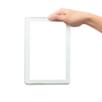 Hand using tablet computer mockup cutout, Png file