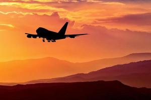 Passenger planes taking off from the airport. transportation and tourism concept photo