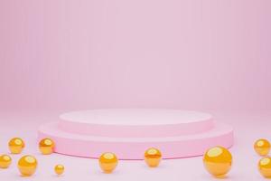 Mock-up Display Product Podium, 3D rendering. Abstract scene background. Cylinder podium on pink background. Product presentation, mock up, show cosmetic product, Podium, stage pedestal or platform photo