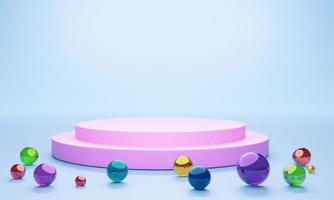 Mock-up Display Product Podium, 3D rendering. Abstract scene background. Cylinder podium on pink background. Product presentation, mock up, show cosmetic product, Podium, stage pedestal or platform photo