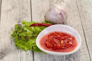 Spicy tomato and garlic sauce photo