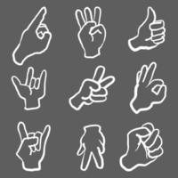 Hands doodles. Expression gestures human hands vector