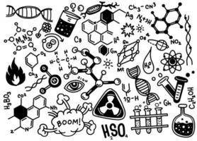 Chemistry education math and science pattern with handwritten formulas vector