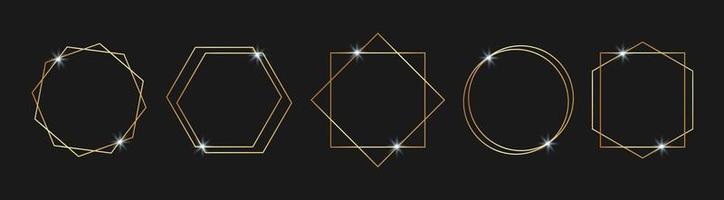 Abstract geometric thin line hexagon trendy borders vector