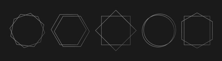 Abstract geometric thin line hexagon trendy silver borders vector