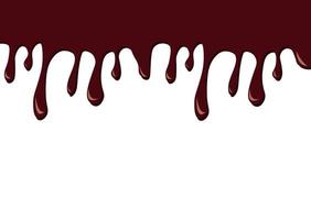 Melted chocolate dripping on white background vector