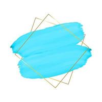 Watercolor brush strokes and square linear golden frame vector