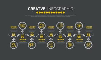 Infographic design template with 9 options. vector