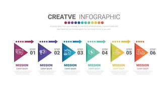 Timeline infographic template with 6 options. vector