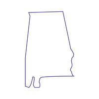 Mapa de Alabama sobre fondo blanco. vector