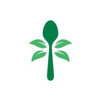 Vector graphic of spoon leaf logo design template