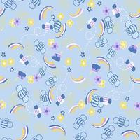 Honey bees and rainbow seamless repeat pattern vector