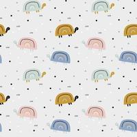 Cartoon turtles seamless pattern for kids vector