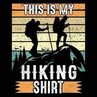 Hiking vintage vector t-shirt design, black silhouettes, vector graphic element