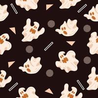 cute white ghost seamless pattern object wallpaper with design dark chocolate. vector