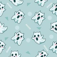 cute white ghost seamless pattern object wallpaper with design lite blue. vector