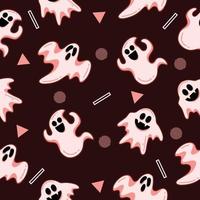 cute white ghost seamless pattern white object wallpaper with design dark red. vector