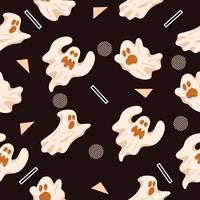 cute white ghost seamless pattern object wallpaper with design dark chocolate. vector
