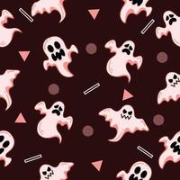 cute white ghost seamless pattern white object wallpaper with design dark red. vector