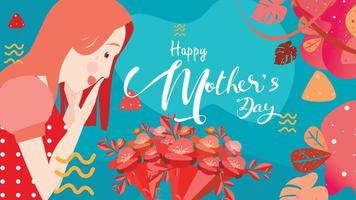 Happy mother day Child ad  mother play together vector