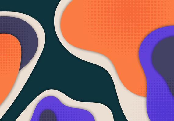 Abstract colorful doodle template design of minimal fluid style. Overlapping artwork template artwork background.