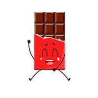 Cute cartoon chocolate with the emotion of laughter. Vector symbol highlighted on a white background for a mascot, books, postcards and much more.