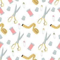 Patterns and threads. Fashion designer, dressmaker, seamstress, sewing workshop or courses, tailoring concept. Vector illustration for banner, advertising, website.