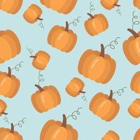 Seamless pattern with pumpkins. Orange pumpkins of different sizes. Wallpaper, print, packaging, paper, textile design. Vector illustration.