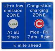 ULEZ Ultra low emission zone and C Congestion charging zone sign png