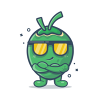 desenho de mascote de personagem de coco super legal isolado em design de estilo simples png