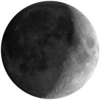 premier quartier de lune vu avec un télescope png transparent