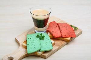 Espresso with cheese sandwiches photo