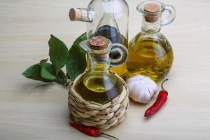Olive oil in the bottles photo