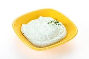 Cottage cream snack with herbs photo