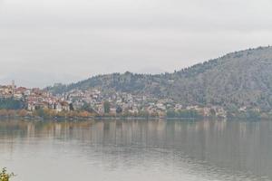 Kastoria traditional old city by the lake at Greece photo
