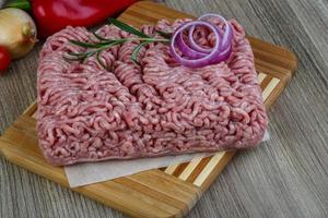 Raw minced pork meat photo