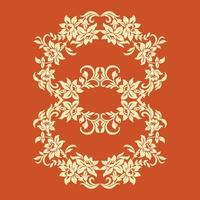 Vector Damask Pattern and Frame