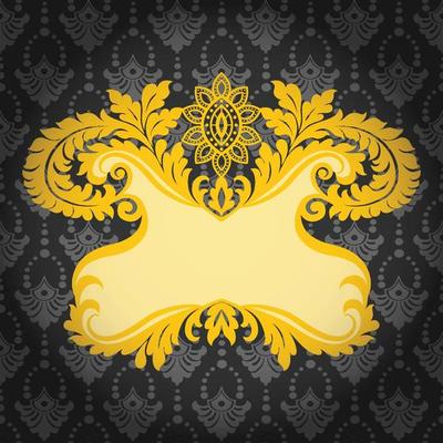 Vector Damask Pattern and Frame