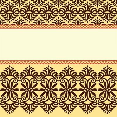 Vector Damask Pattern and Frame