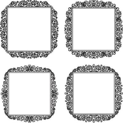 Vector Damask Pattern and Frame